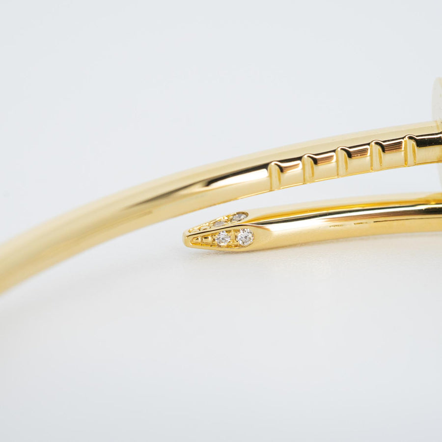 กำไลข้อมือ Cartier Juste Un Clou Bracelet, small model with Diamonds 18K Yellow Gold Size 15# (Used) #vrcab 7285