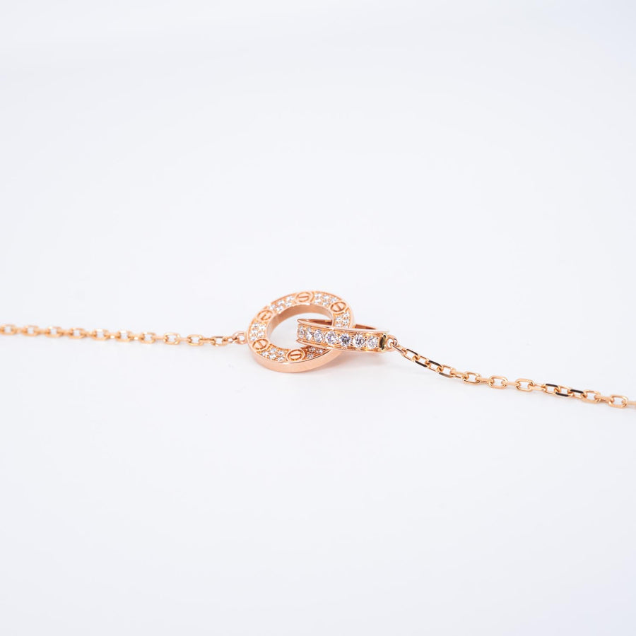 สร้อยและจี้ Cartier Love Necklace, Paved 18K Rose Gold Size 38-41cm.# (Used) #vrca 0927