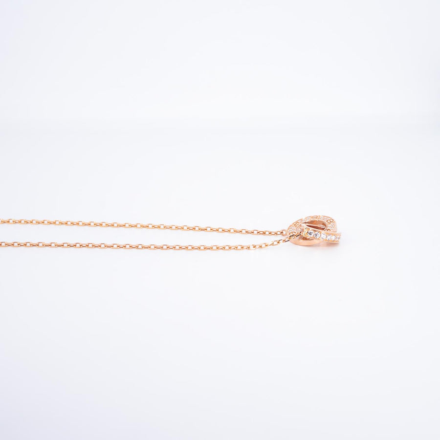 สร้อยและจี้ Cartier Love Necklace, Paved 18K Rose Gold Size 38-41cm.# (Used) #vrca 0927