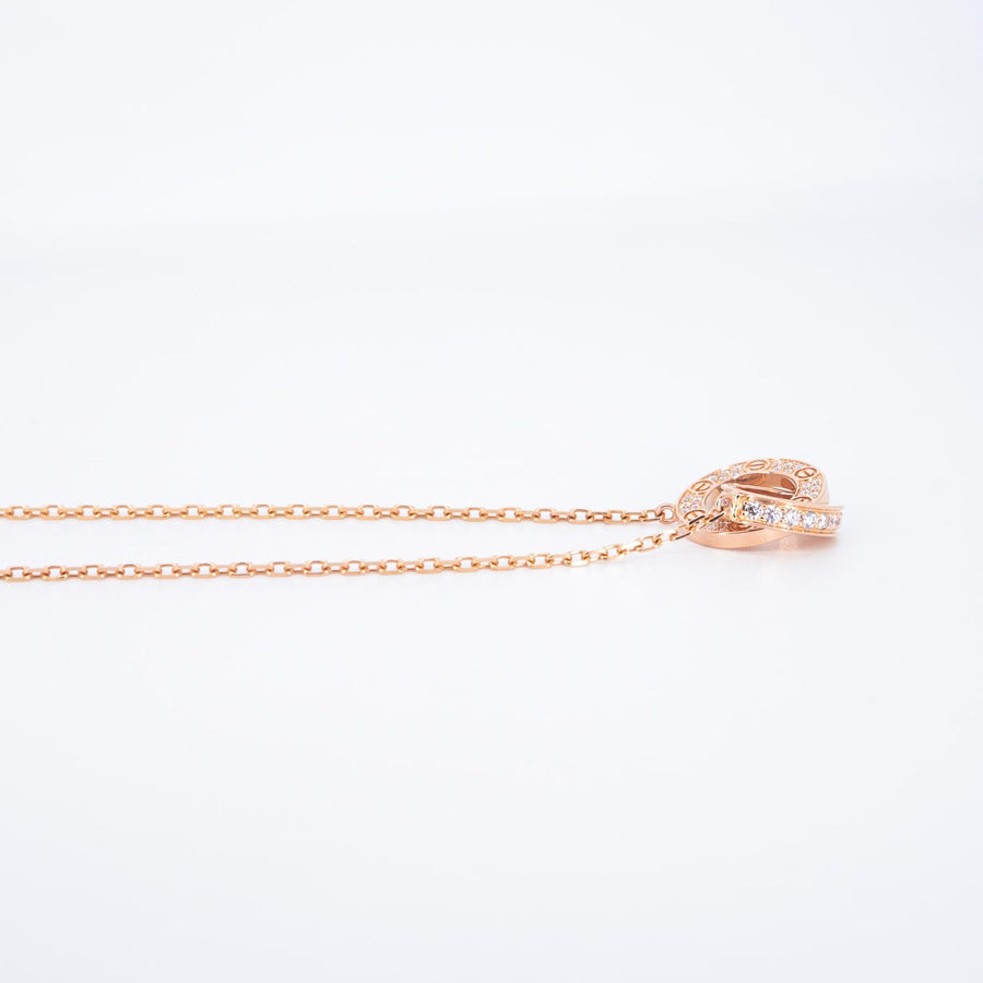 สร้อยและจี้ Cartier Love Necklace, Paved 18K Rose Gold Size 38-41cm.# (Used) #vrca 0927