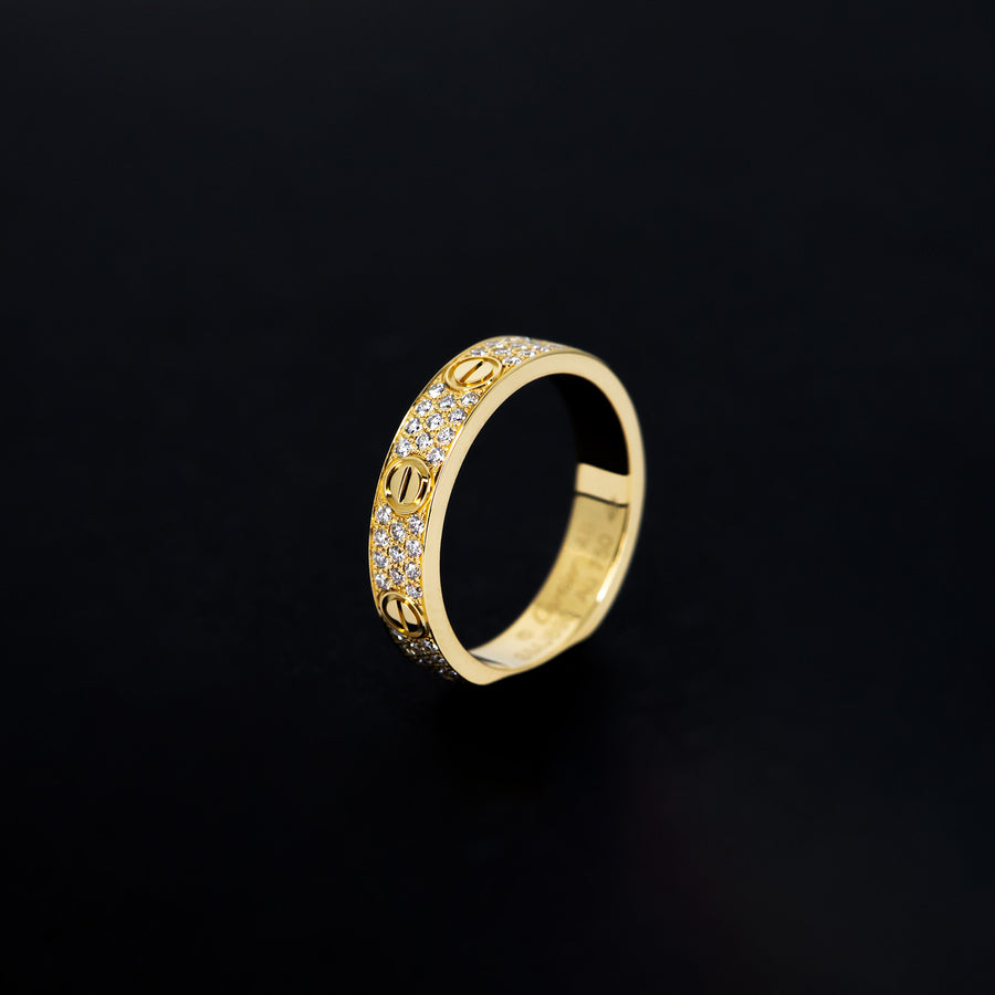 แหวน Cartier Love Band with Pave Diamonds 18K Yellow Gold Size 48# (Used) #vrcarlrfHIT 7294