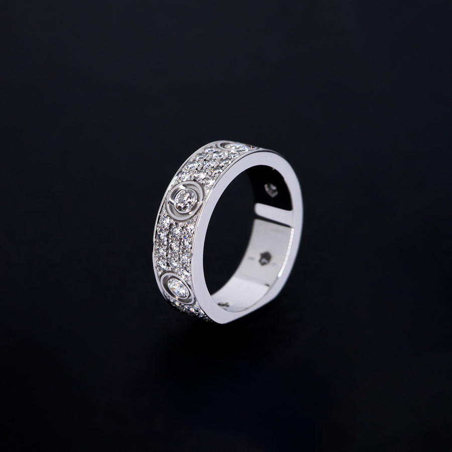 แหวน Cartier Love ring, classic model, paved, 6 diamonds 18K White Gold Size 58# (Used) #vrcarHIT 7311