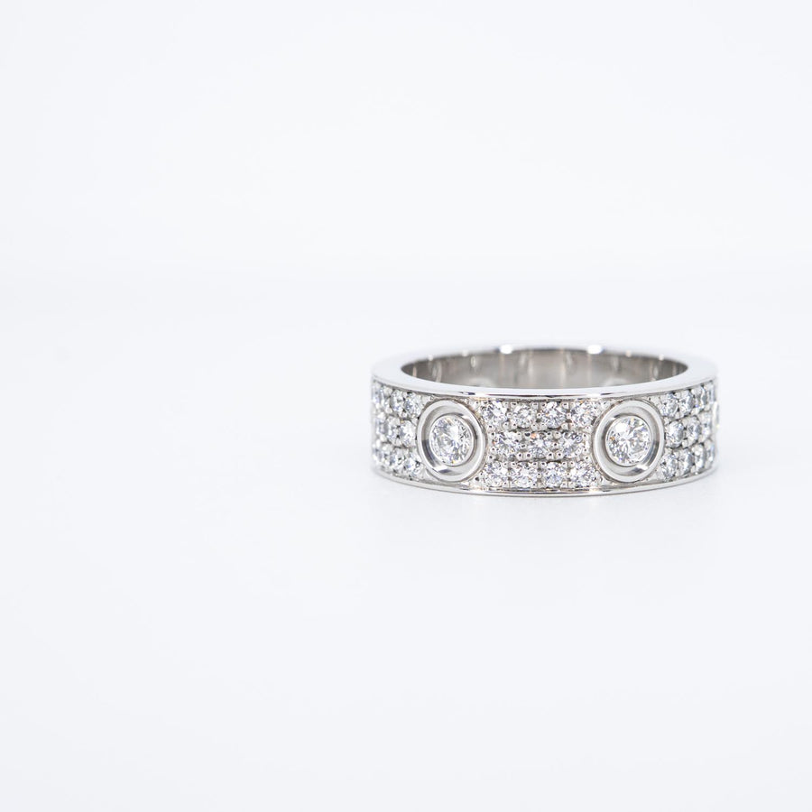 แหวน Cartier Love ring, classic model, paved, 6 diamonds 18K White Gold Size 58# (Used) #vrcarHIT 7311