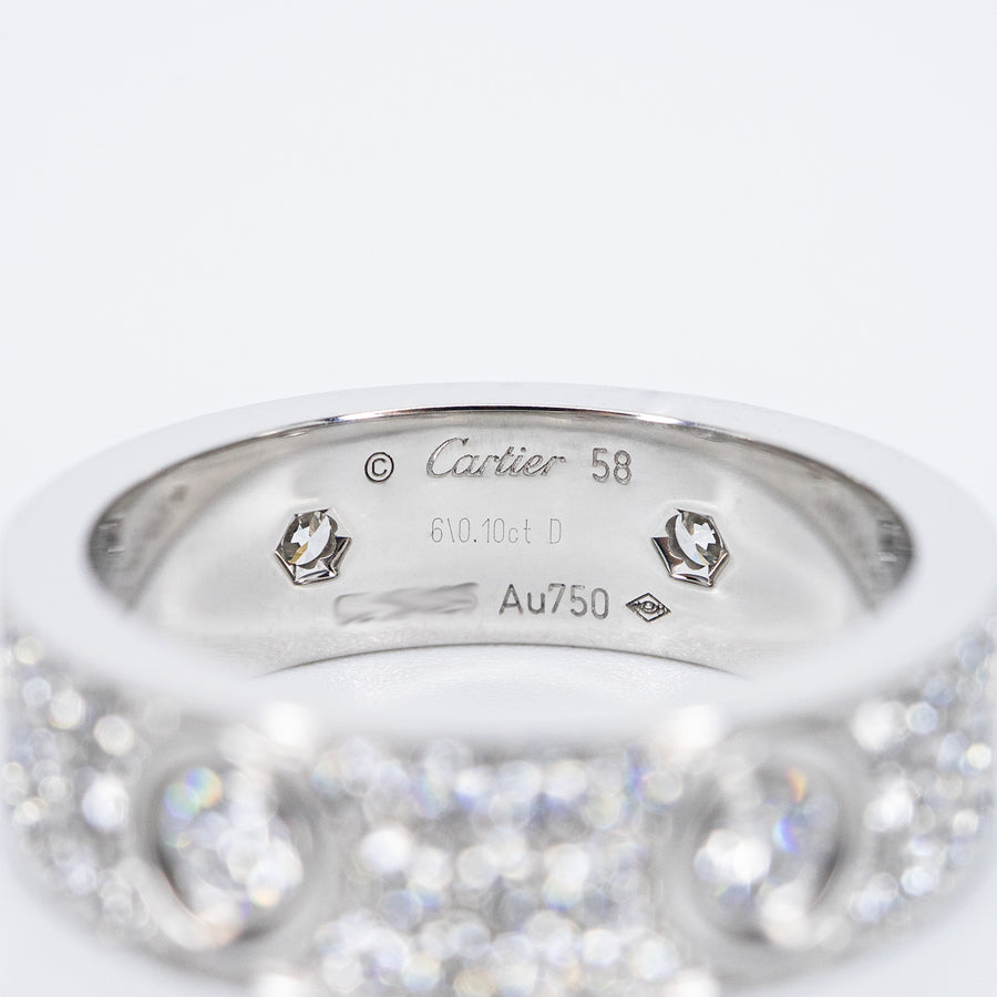 แหวน Cartier Love ring, classic model, paved, 6 diamonds 18K White Gold Size 58# (Used) #vrcarHIT 7311