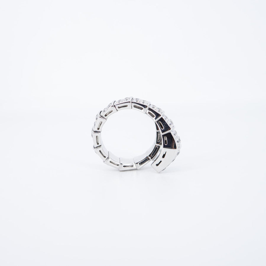 แหวน Bvlgari Serpenti Viper one-coil ring set with full pavé diamonds 18K White Gold Size S# (Used) #vrbvrlrfHIT 7298