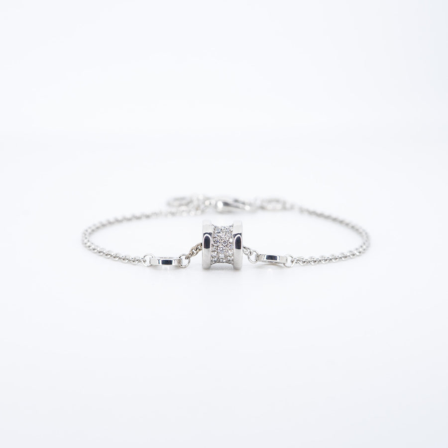สร้อยข้อมือ Bvlgari B.zero1 mini bracelet with pavé diamonds 18K White Gold Size SM# (Used) #vrbvb 7310