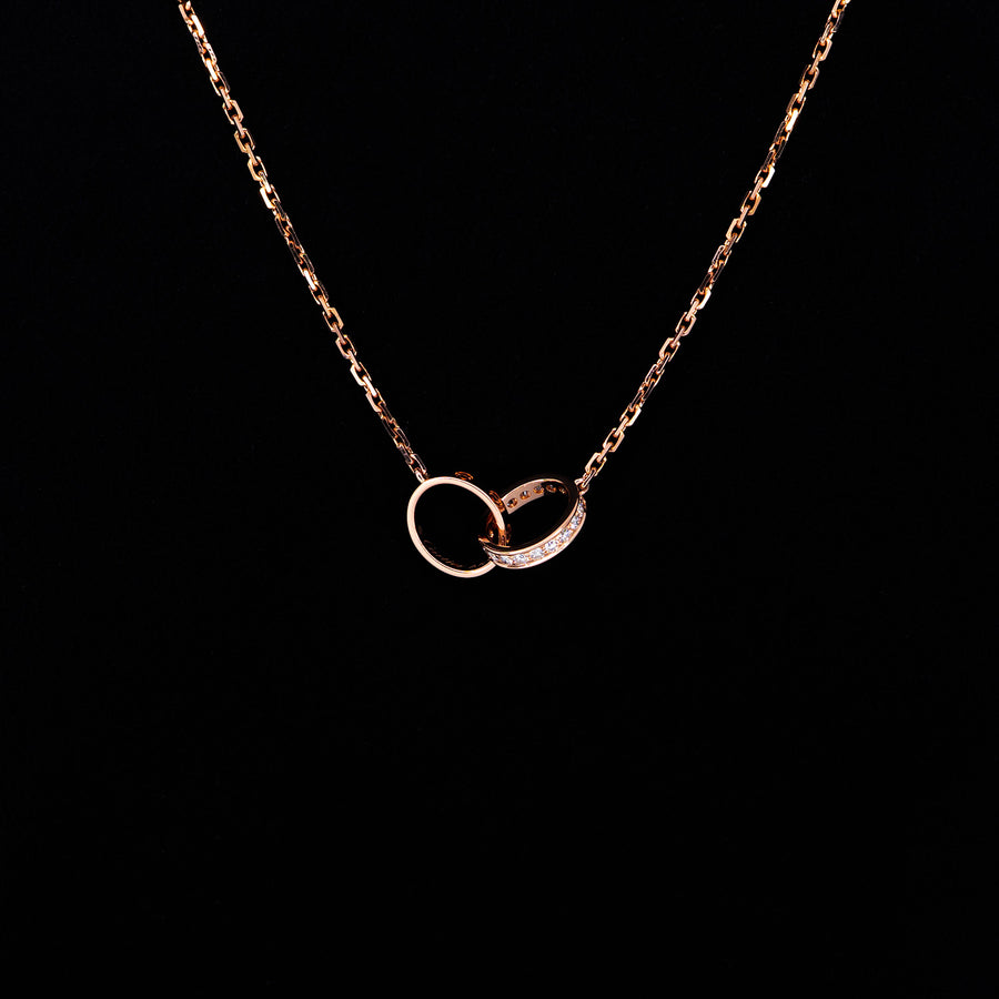 **hold k.b**สร้อยและจี้ Cartier Love pendant and Necklace, half-paved 18K Rose Gold Size 44.5cm.# (Used) #vrcanl 7304