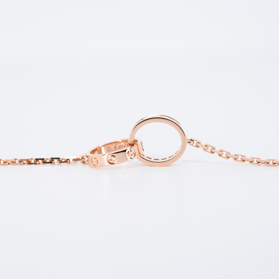 **hold k.b**สร้อยและจี้ Cartier Love pendant and Necklace, half-paved 18K Rose Gold Size 44.5cm.# (Used) #vrcanl 7304
