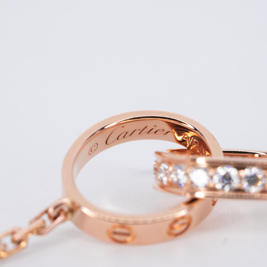 **hold k.b**สร้อยและจี้ Cartier Love pendant and Necklace, half-paved 18K Rose Gold Size 44.5cm.# (Used) #vrcanl 7304