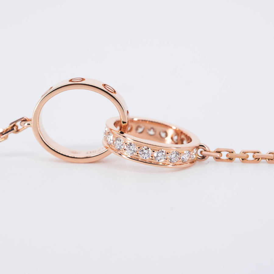 **hold k.b**สร้อยและจี้ Cartier Love pendant and Necklace, half-paved 18K Rose Gold Size 44.5cm.# (Used) #vrcanl 7304