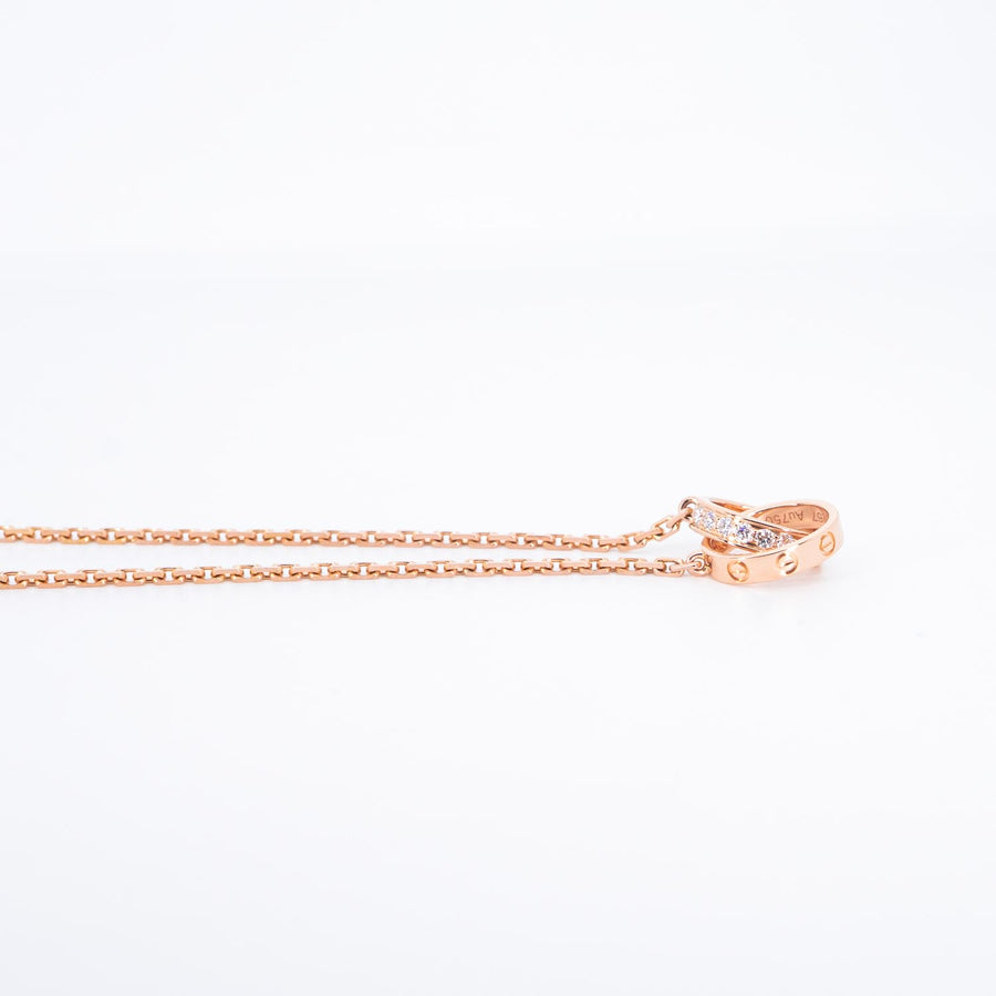 **hold k.b**สร้อยและจี้ Cartier Love pendant and Necklace, half-paved 18K Rose Gold Size 44.5cm.# (Used) #vrcanl 7304