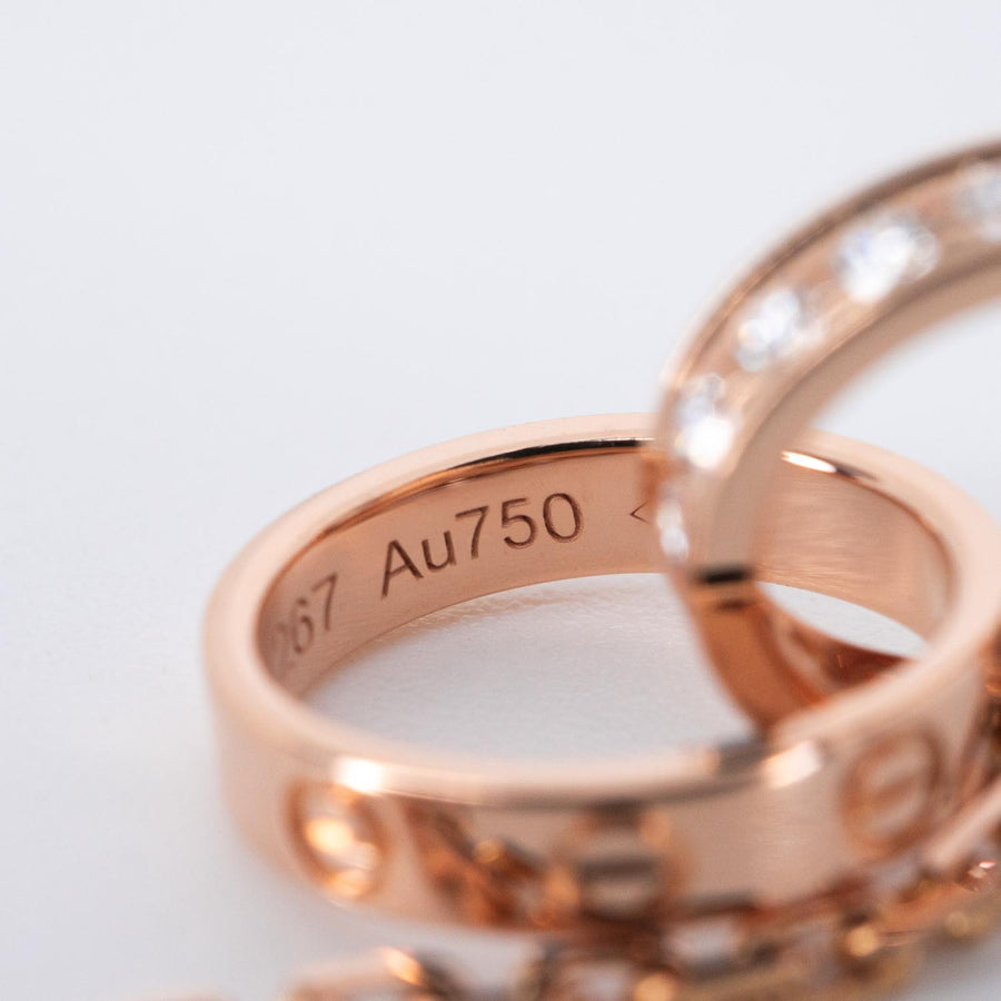 **hold k.b**สร้อยและจี้ Cartier Love pendant and Necklace, half-paved 18K Rose Gold Size 44.5cm.# (Used) #vrcanl 7304