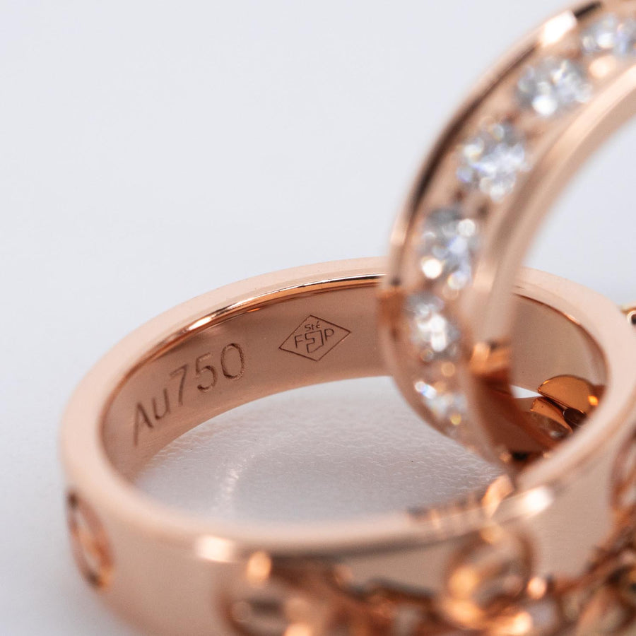 **hold k.b**สร้อยและจี้ Cartier Love pendant and Necklace, half-paved 18K Rose Gold Size 44.5cm.# (Used) #vrcanl 7304