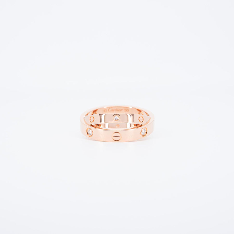 แหวน Cartier Love with 6Diamonds Double Band 18K Rose Gold Size 50# (Used) #vrca 0933