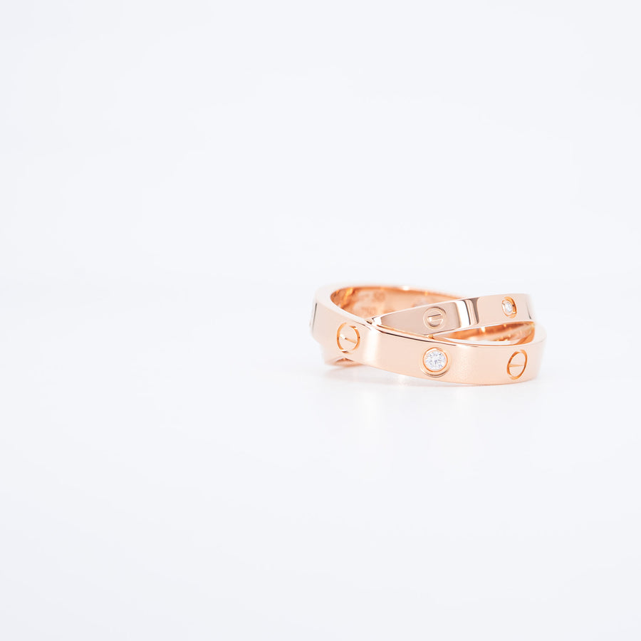 แหวน Cartier Love with 6Diamonds Double Band 18K Rose Gold Size 50# (Used) #vrca 0933