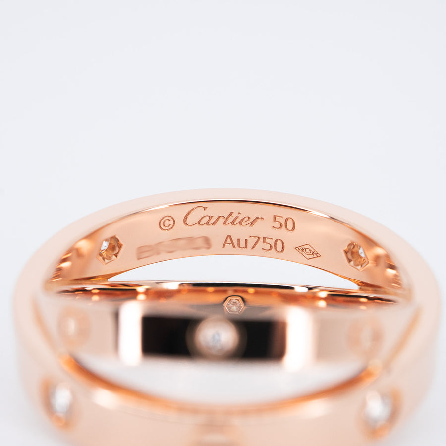 แหวน Cartier Love with 6Diamonds Double Band 18K Rose Gold Size 50# (Used) #vrca 0933