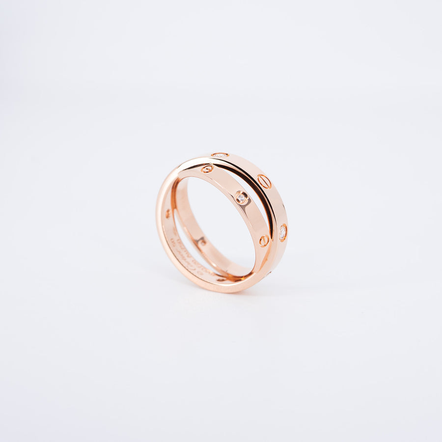 แหวน Cartier Love with 6Diamonds Double Band 18K Rose Gold Size 50# (Used) #vrca 0933