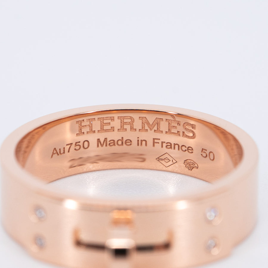 แหวน Hermes Kelly Ring, small model 18K Rose Gold Size 50# (Used) #vrhe 0928