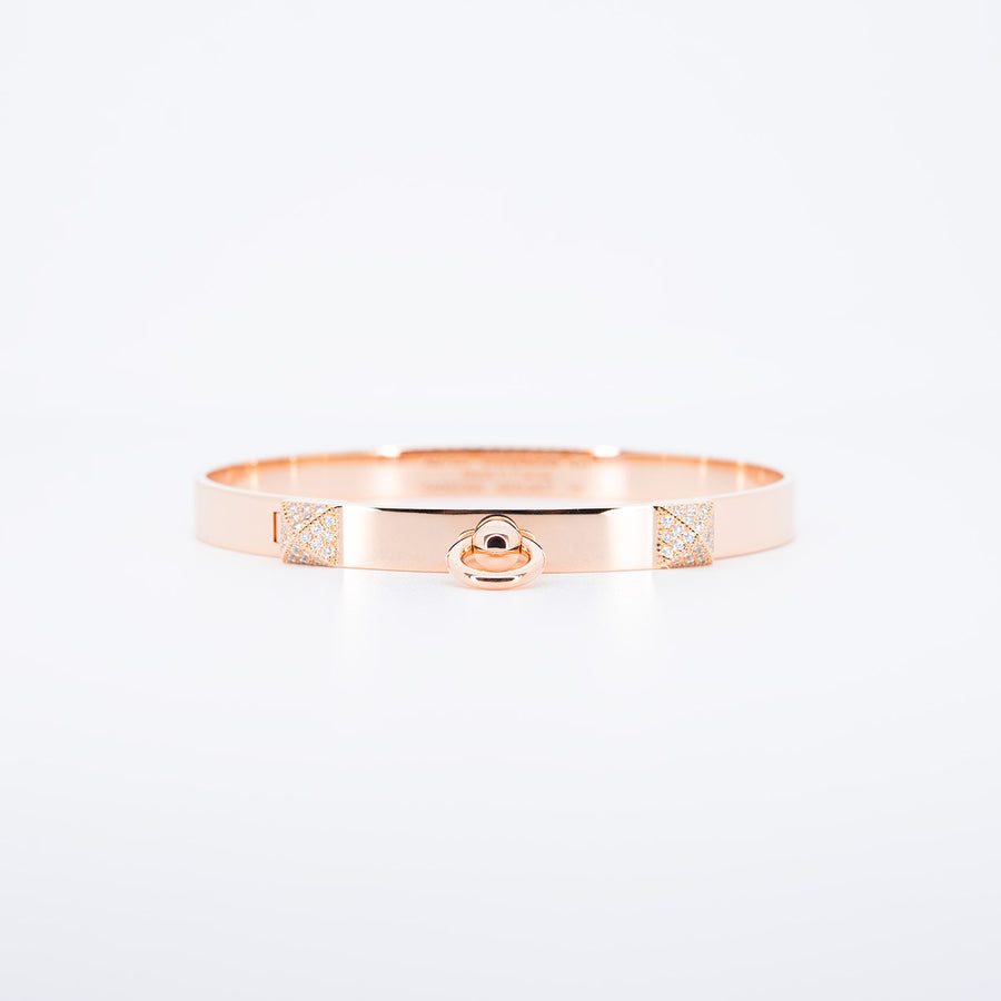 สร้อยข้อมือ Hermes Collier de chien bracelet, small model 18K Rose Gold Size SH# (Used) #vrhe 0929