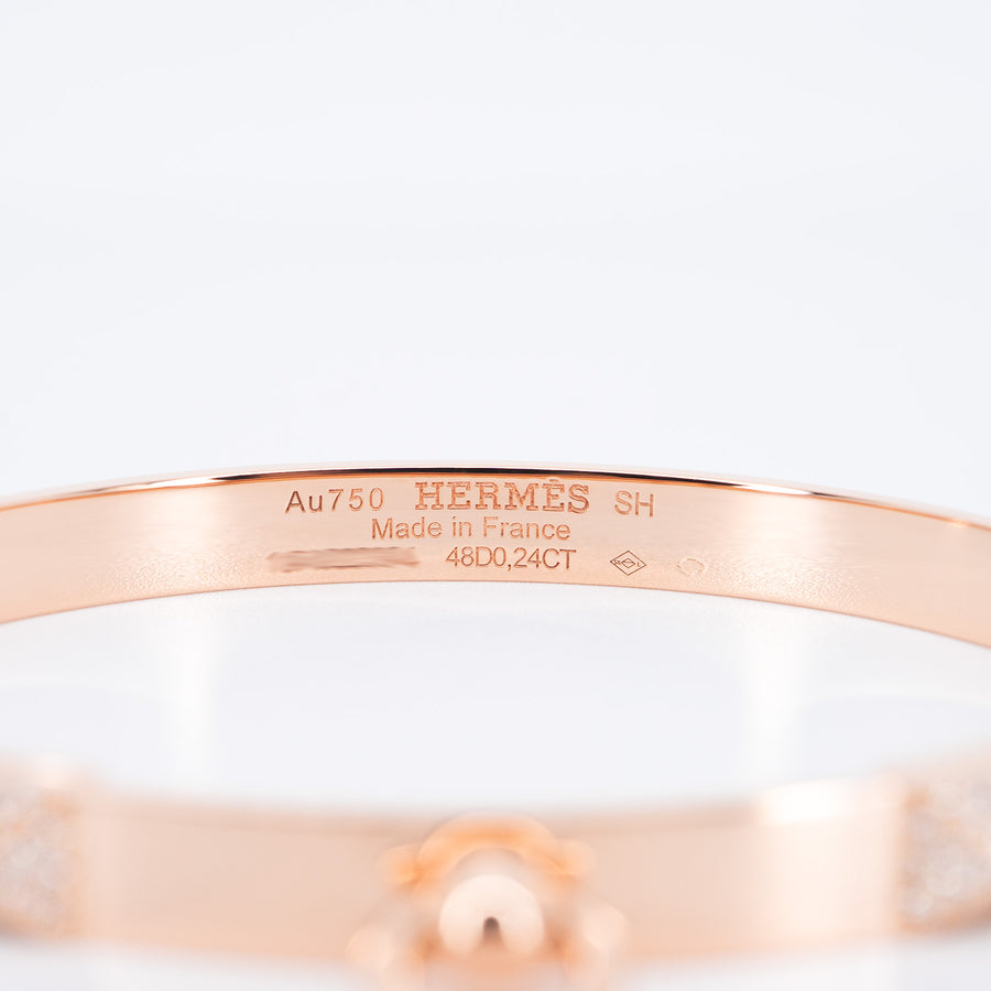 สร้อยข้อมือ Hermes Collier de chien bracelet, small model 18K Rose Gold Size SH# (Used) #vrhe 0929