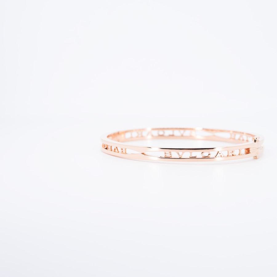 กำไลข้อมือ Bvlgari B.zero1 Bracelet with openwork logo spiral 18K Rose Gold Size M# (Used) #vrbvb 7300