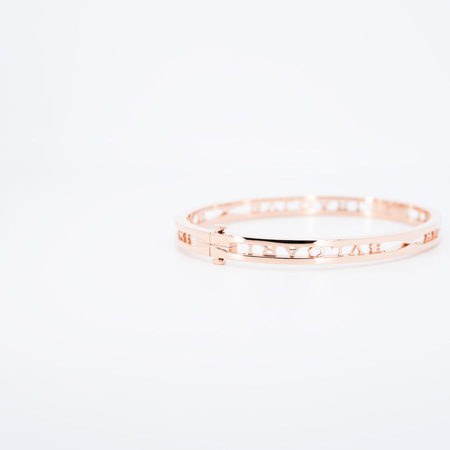 กำไลข้อมือ Bvlgari B.zero1 Bracelet with openwork logo spiral 18K Rose Gold Size M# (Used) #vrbvb 7300