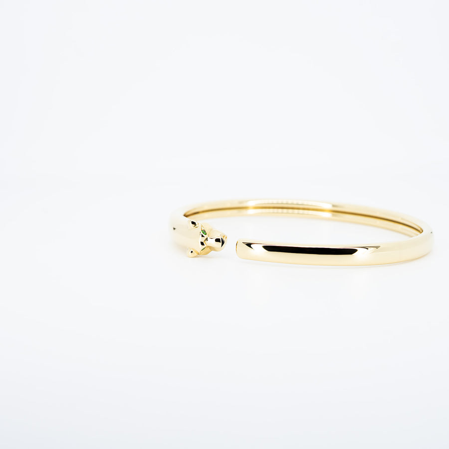 กำไลข้อมือ Cartier Panthere de Cartier bracelet, onyx, set with 2 tsavorite garnets 18K Yellow Gold Size 17# (Used) #vrcab 7303