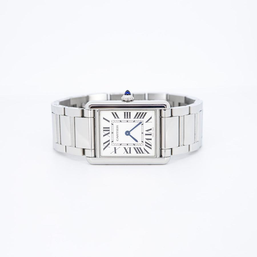 **hold k.b**นาฬิกา Cartier Tank Must watch, Large model, high autonomy quartz movement Stainless Steel Size L# (Used) #vrcaw 7287
