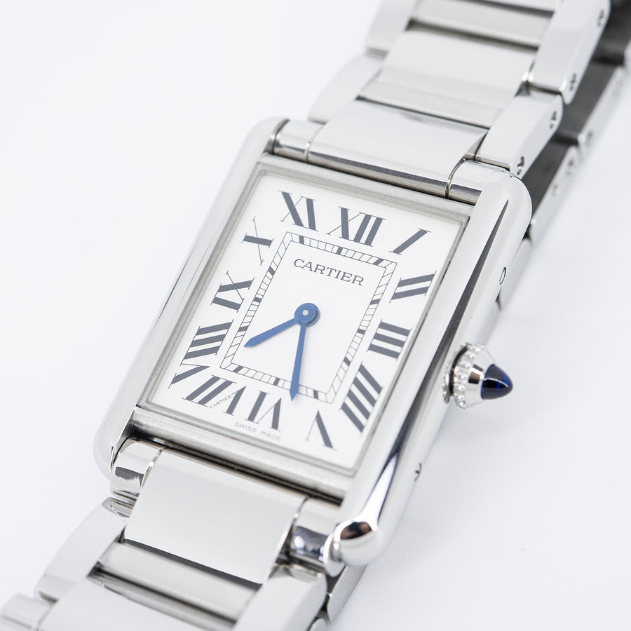 **hold k.b**นาฬิกา Cartier Tank Must watch, Large model, high autonomy quartz movement Stainless Steel Size L# (Used) #vrcaw 7287