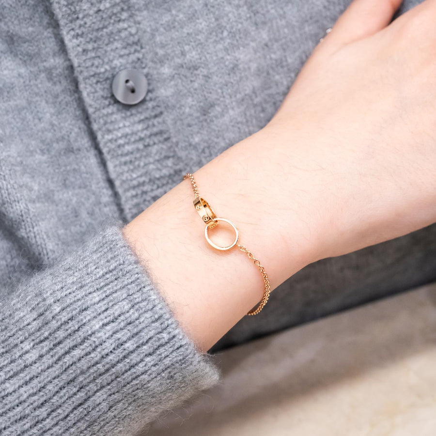 สร้อยข้อมือ Cartier Love bracelet, on chain (baby love) 18K Rose Gold Size 14.5cm.# (Used) #vrcab 7297