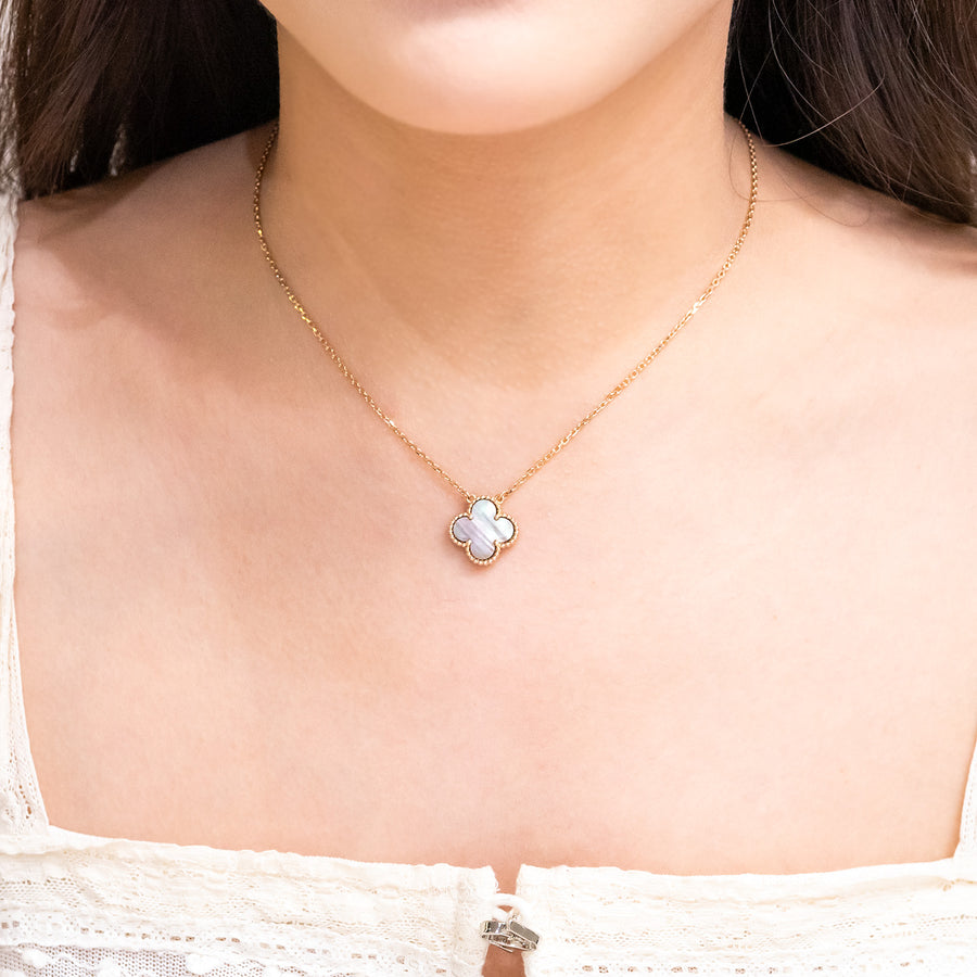 สร้อยและจี้ Van Cleef & Arpels Vintage Alhambra pendant with Mother-of-Pearl 18K Rose Gold Size 37-41.5cm.# (Used) #vrvanl 7565