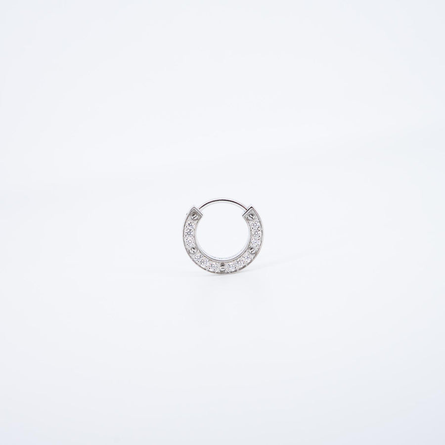 ต่างหู Cartier Love single hoop earring, paved 18K White Gold (Used) #vrcaeimt 7317