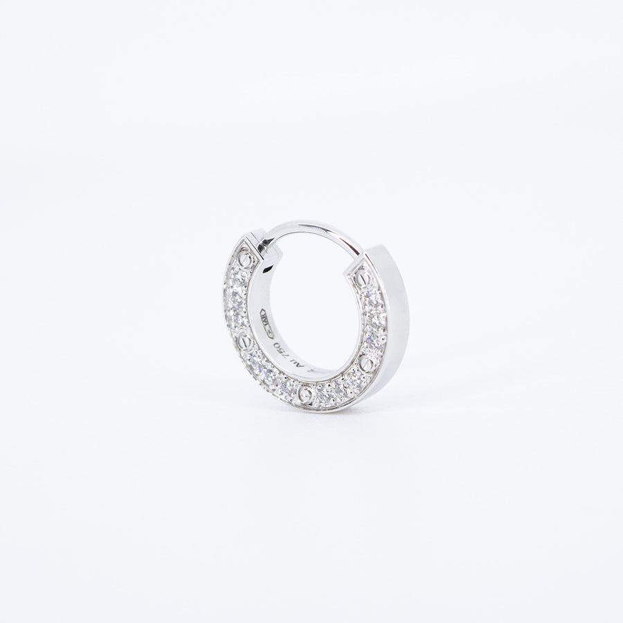 ต่างหู Cartier Love single hoop earring, paved 18K White Gold (Used) #vrcaeimt 7317