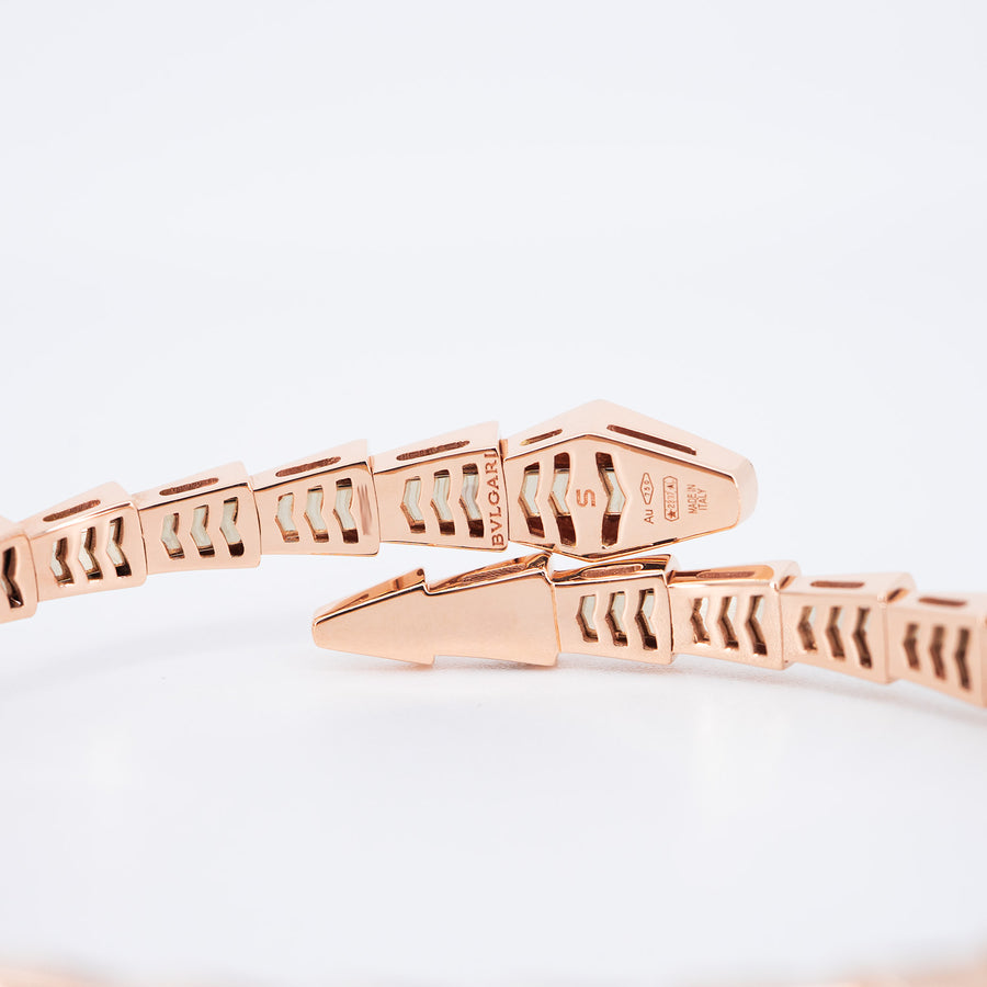 กำไลข้อมือ Bvlgari Serpenti Viper Bracelet 18K Rose Gold Size S# (Used) #vrbvb 7323