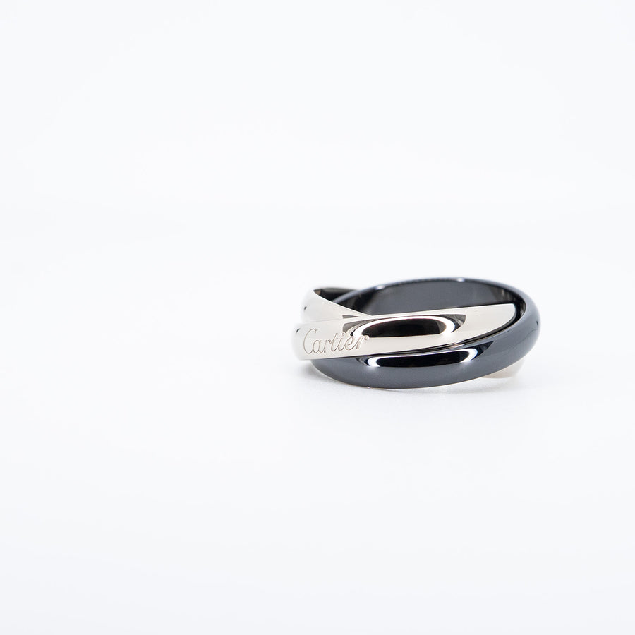 แหวน Cartier Trinity ring, ceramic, classic model 18K White Gold Size 56# (Used) #vrcarimt 7333