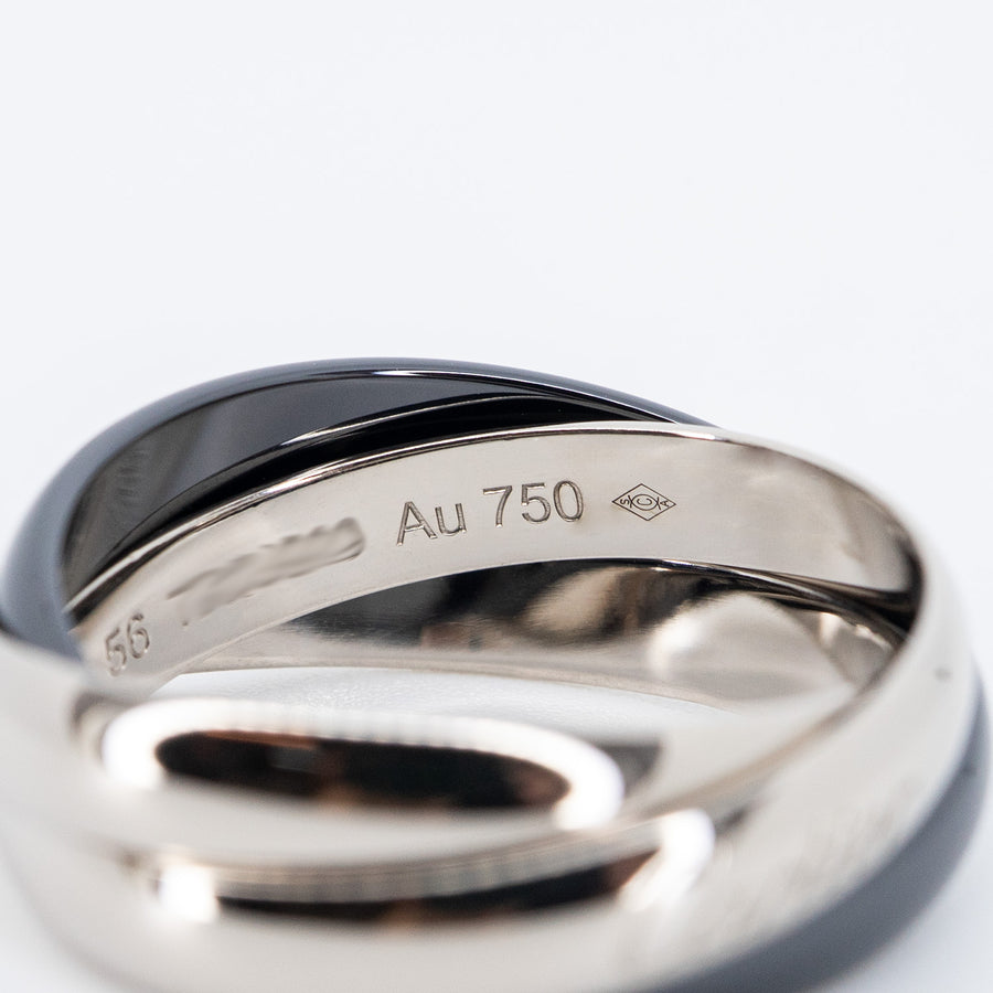 แหวน Cartier Trinity ring, ceramic, classic model 18K White Gold Size 56# (Used) #vrcarimt 7333