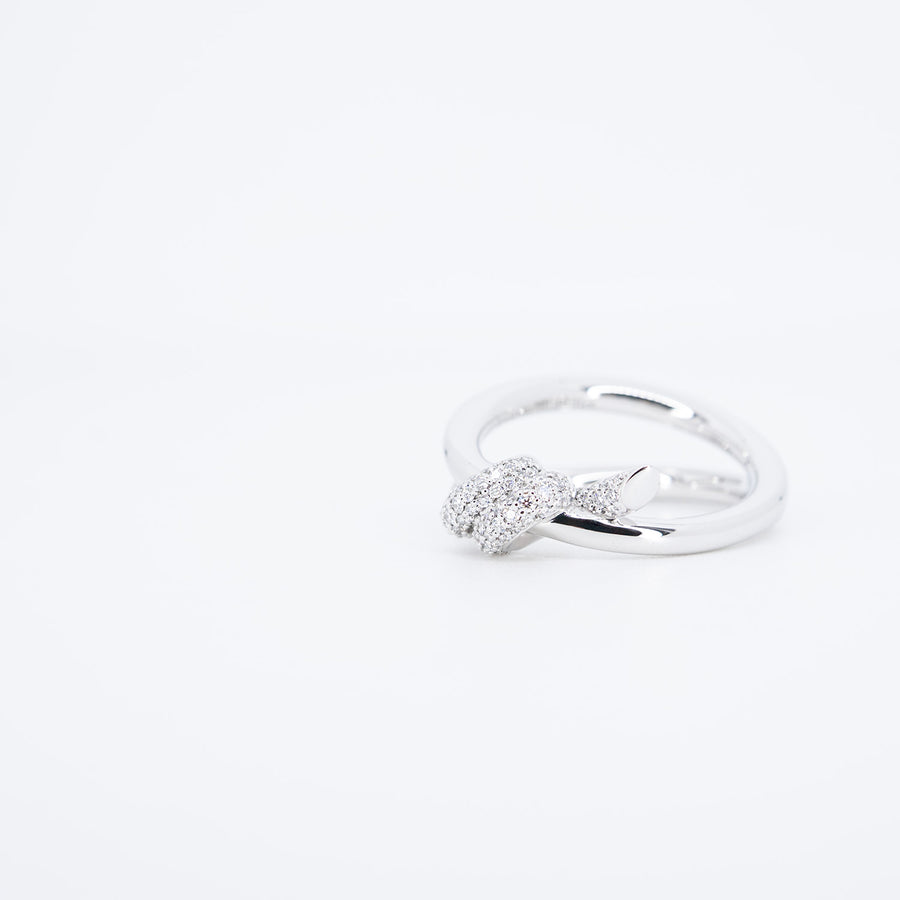 แหวน Tiffany & Co. Tiffany Knot Double Row Ring with Diamonds 18K White Gold Size 51# (Used) #vrti 0941
