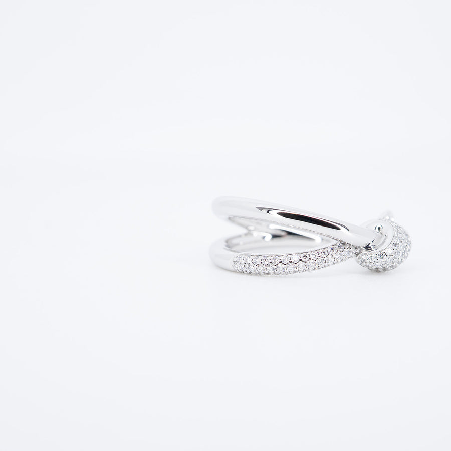 แหวน Tiffany & Co. Tiffany Knot Double Row Ring with Diamonds 18K White Gold Size 51# (Used) #vrti 0941