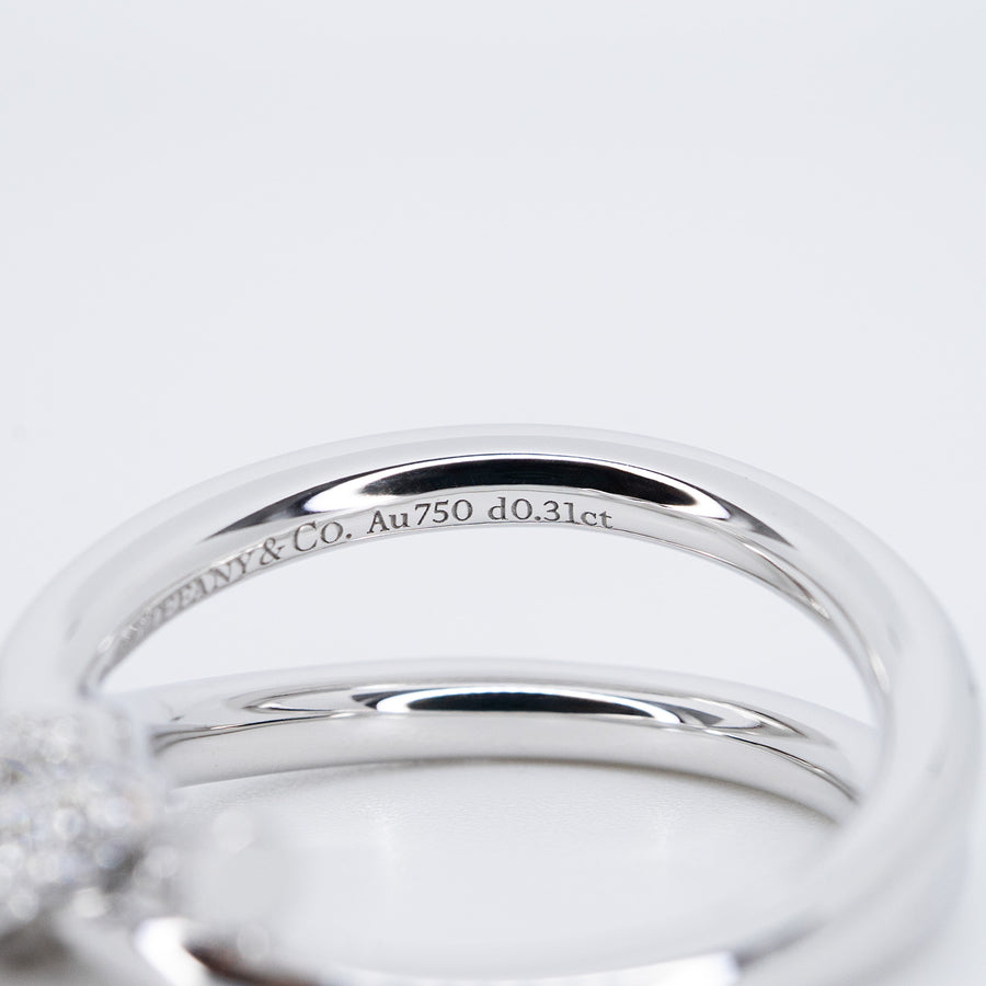 แหวน Tiffany & Co. Tiffany Knot Double Row Ring with Diamonds 18K White Gold Size 51# (Used) #vrti 0941