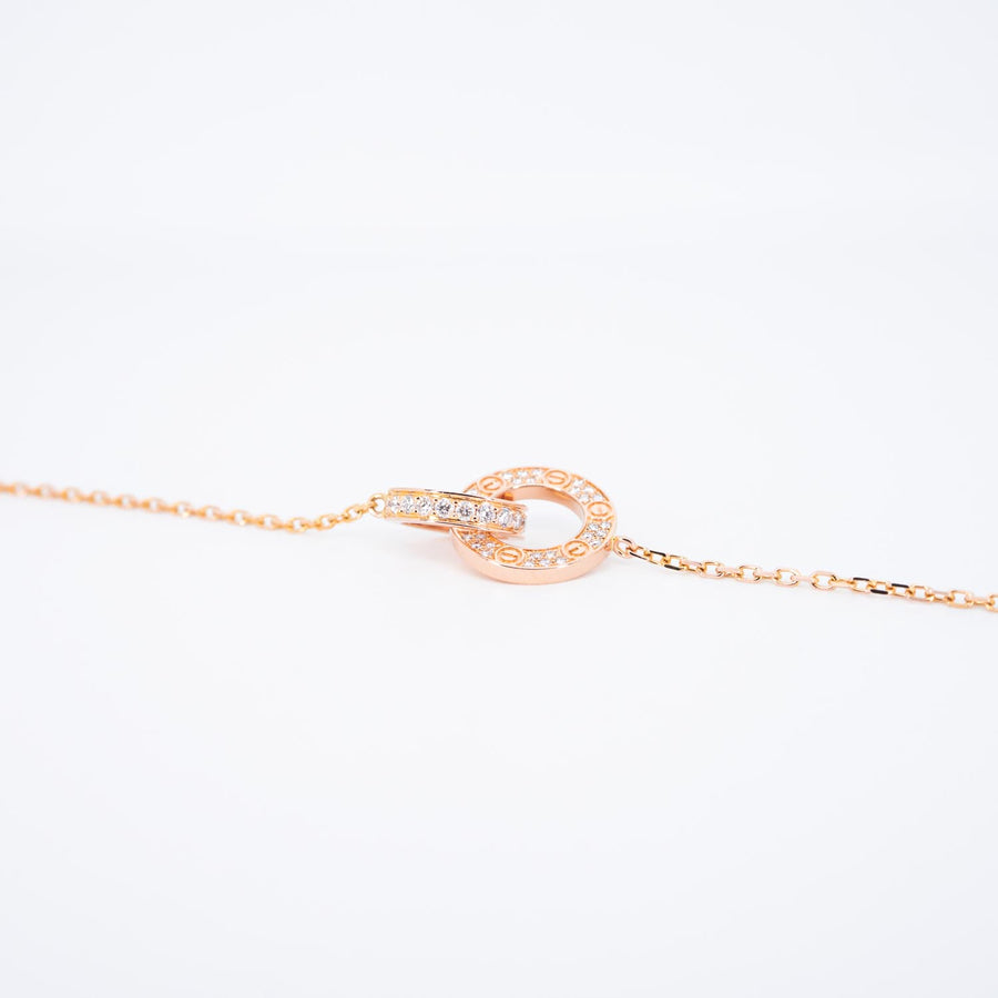 สร้อยและจี้ Cartier Love Necklace, Paved 18K Rose Gold Size 37-40cm.# (Used) #vrcanl 7326