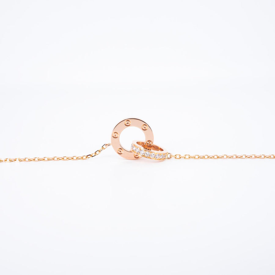 สร้อยและจี้ Cartier Love Necklace, Paved 18K Rose Gold Size 37-40cm.# (Used) #vrcanl 7326