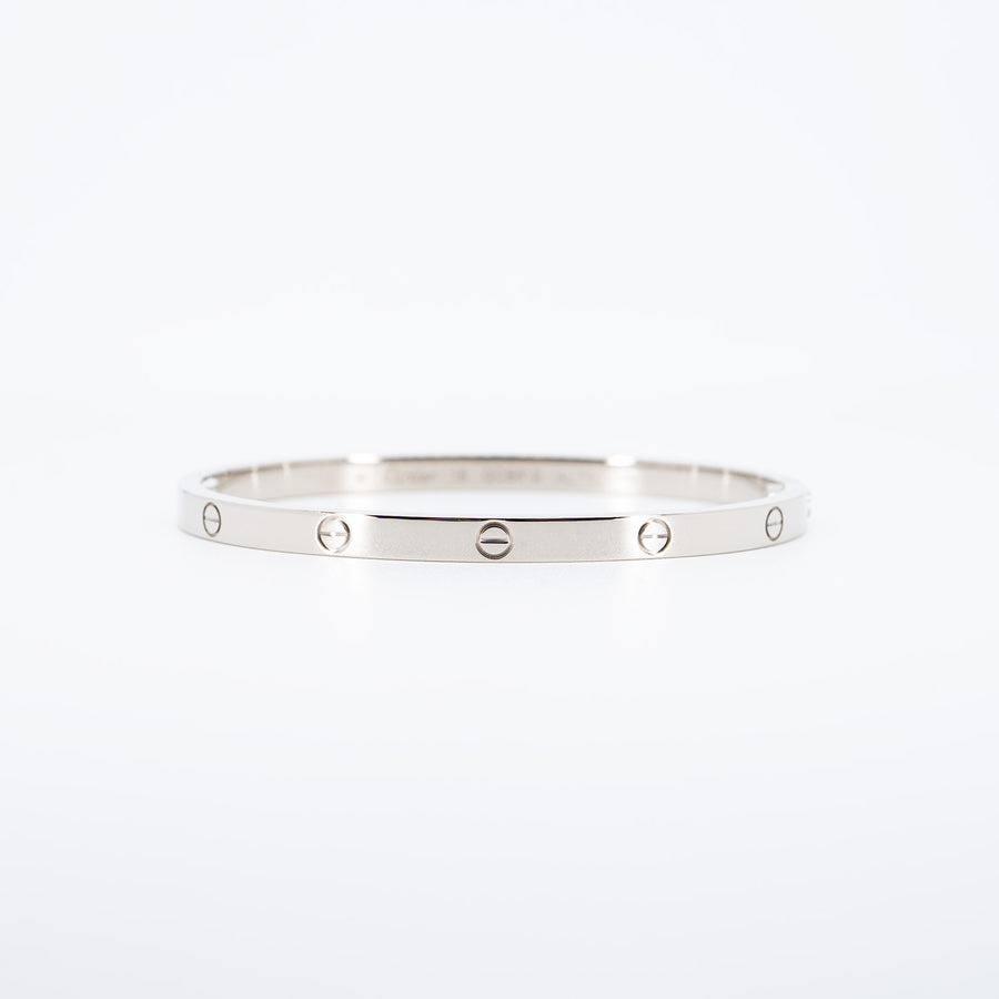 กำไลข้อมือ Cartier Love Bracelet, Small Model 18K White Gold Size 15# (Used) #vrcab 7351