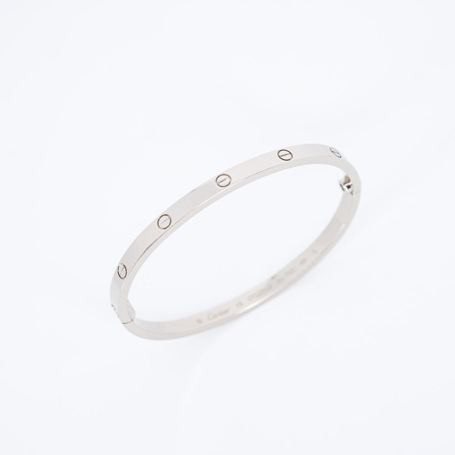 กำไลข้อมือ Cartier Love Bracelet, Small Model 18K White Gold Size 15# (Used) #vrcab 7351