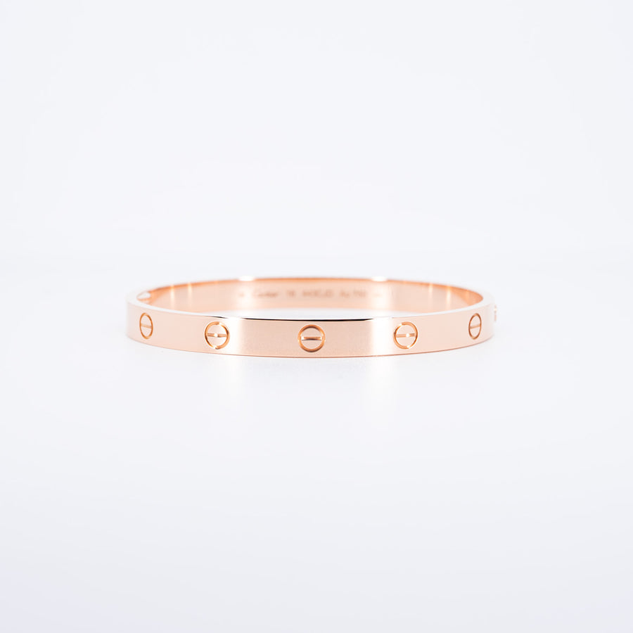 กำไลข้อมือ Cartier Love Bracelet 18K Rose Gold Size 18# (Used) #vrcab 7349