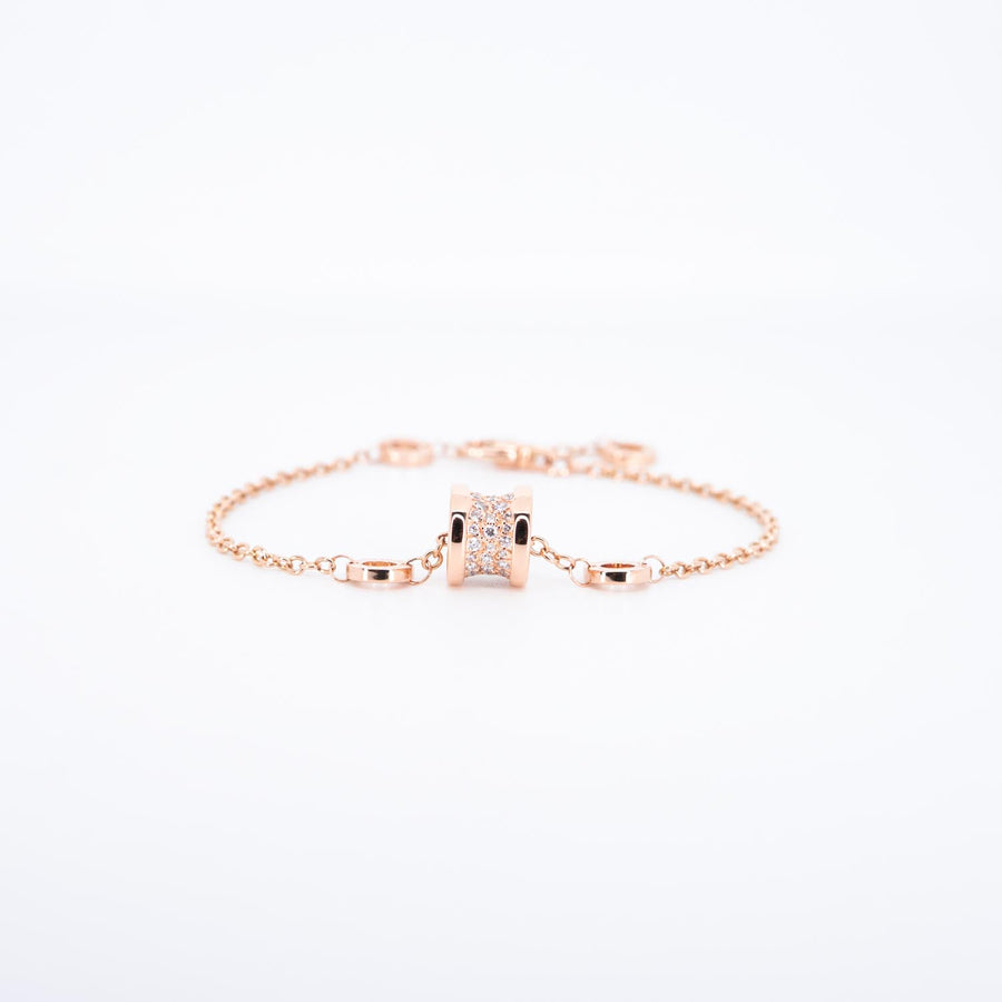 สร้อยข้อมือ Bvlgari B.zero1 mini bracelet with pavé diamonds 18K Rose Gold Size 15-17cm.# (Used) #vrbvbimt 7325