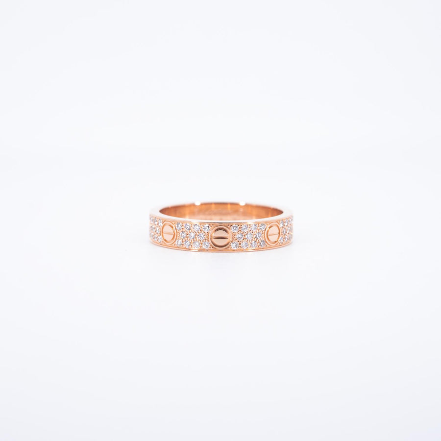 แหวน Cartier Love Band with Pave Diamonds 18K Rose Gold Size 51# (Used) #vrcarimt 7355