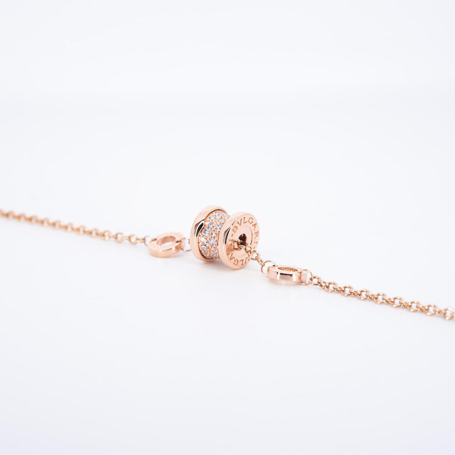 สร้อยข้อมือ Bvlgari B.zero1 mini bracelet with pavé diamonds 18K Rose Gold Size 15-17cm.# (Used) #vrbvbimt 7325