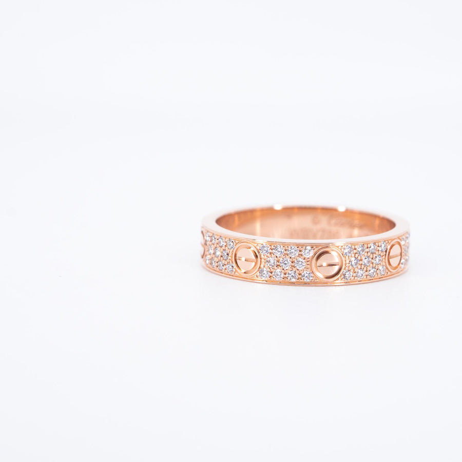 แหวน Cartier Love Band with Pave Diamonds 18K Rose Gold Size 51# (Used) #vrcarimt 7355