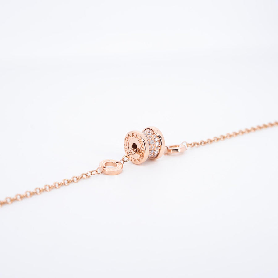 สร้อยข้อมือ Bvlgari B.zero1 mini bracelet with pavé diamonds 18K Rose Gold Size 15-17cm.# (Used) #vrbvbimt 7325