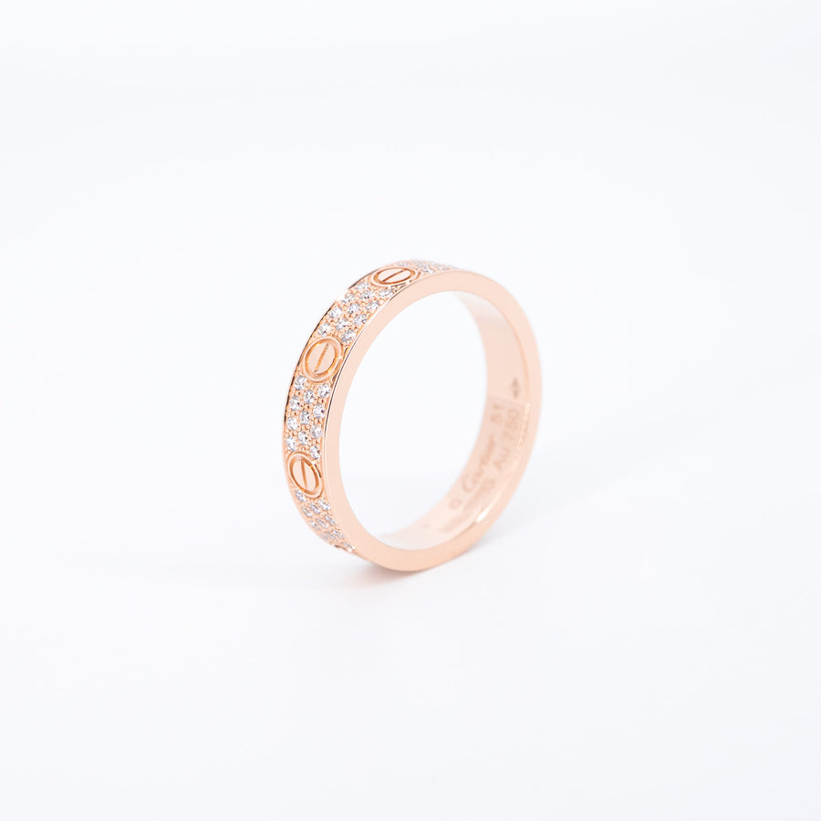 แหวน Cartier Love Band with Pave Diamonds 18K Rose Gold Size 51# (Used) #vrcarimt 7355
